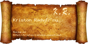 Kriston Radvány névjegykártya